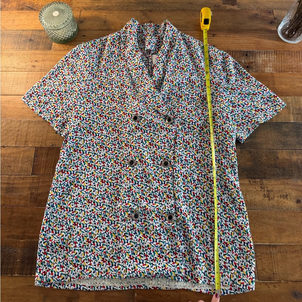 Colorful Patterned Short Sleeve Shirt Handmade Vintage
